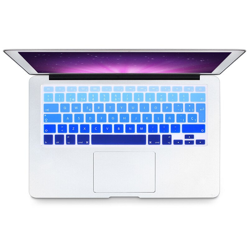 HRH UK/EU ESP Slim Spanish Gradient Rainbow Silicone Keyboard Cover Keypad Skin Protector For Macbook Air Pro Retina 13 15 17