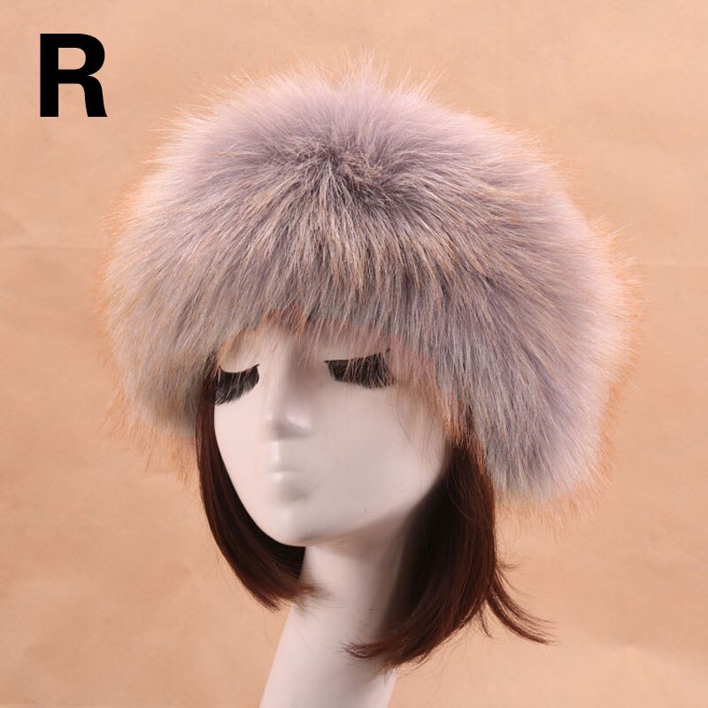 Man Women Fur Hats Tick Fuffy Warm Fox Fur Hat Headband Autumn Winter Russian Thick Hat: 17