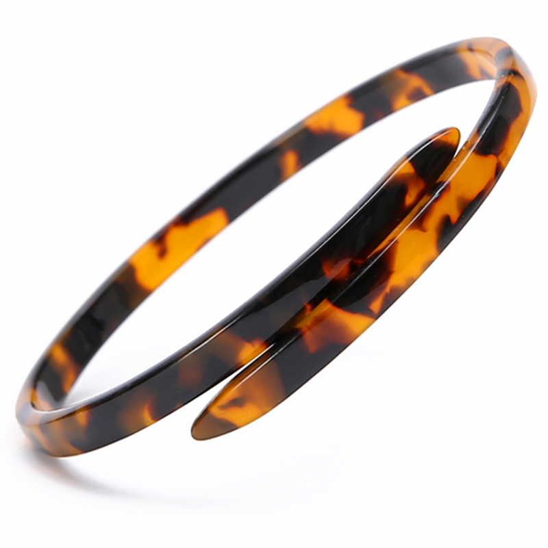 Acetate Tortoise Shell Vintage Acrylic Open Bangles Bracelets Leopard Print Women Cuff Charm Resin Jewelry Accessory