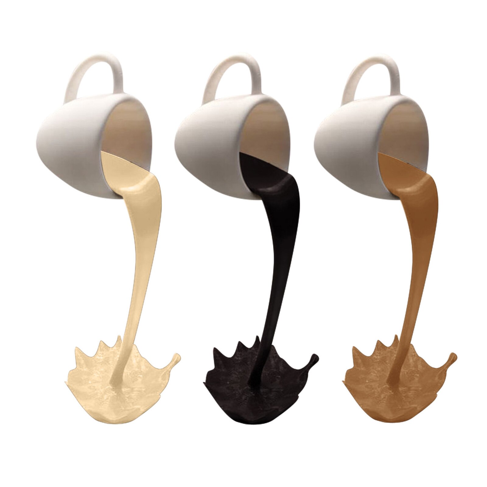 Floating Spilling Coffee Cup Sculpture Suspended Coffee Cup 3d Resin Standing Mug Home Bar Table Art Decor Ornaments: 3PCS Mix