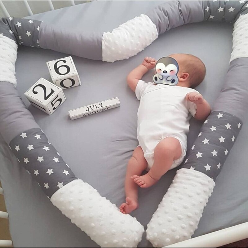 Newborn room baby crib bedding crib bumper cotton snake shape star pattern bed cot bumper crib pillow children cradle bed decor