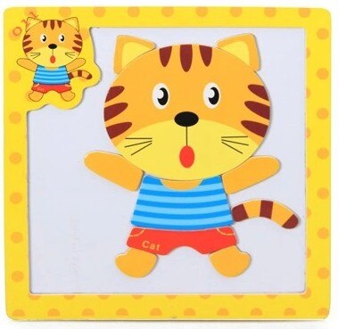 Cartoon Animal Magnetic Puzzles and Drawing Board Children Wooden Toys Writing Jigsaw Homeschool Supplies Educational Baby: Gray