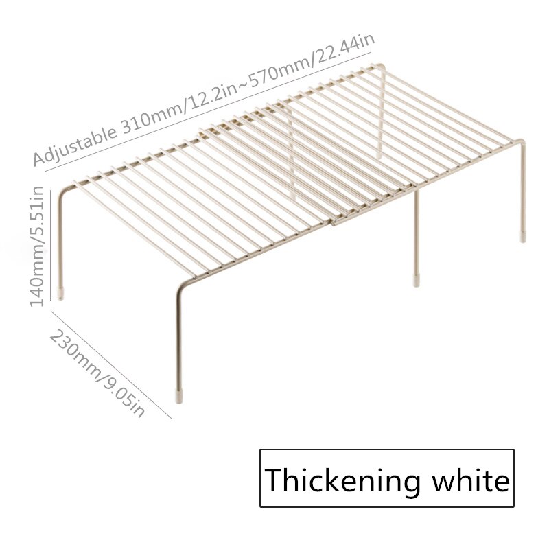 Estante de almacenamiento de cocina ajustable armario de cocina organizador de cocina de estante organizador de zapatos de armario Organizadores de ahorro de espacio: Thickening white