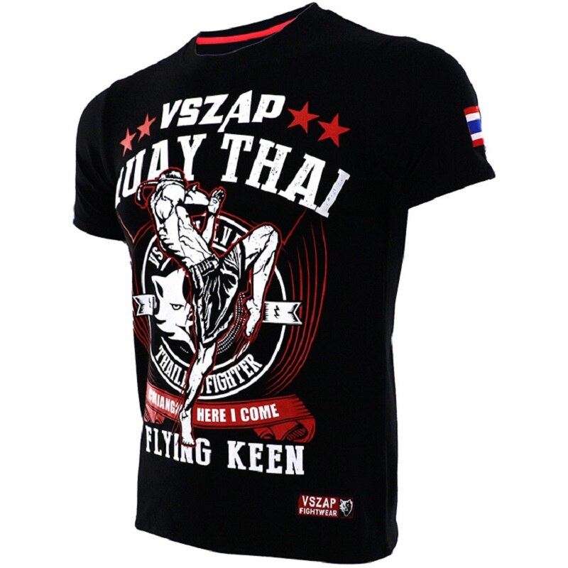 Vszap mma boxning sport t-shirt muay thai slåss fitness elasticitet skjorta tröjor boxning kläder muay thai shorts mma