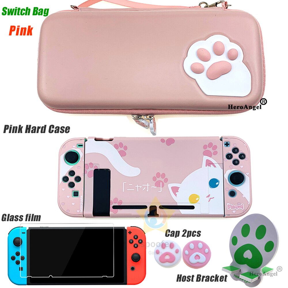 Cute Pink For Nintend Switch Protective Case Animal Crossing Console Storage Bag for Nintendo Switch Lite Accessories Thumb Grip