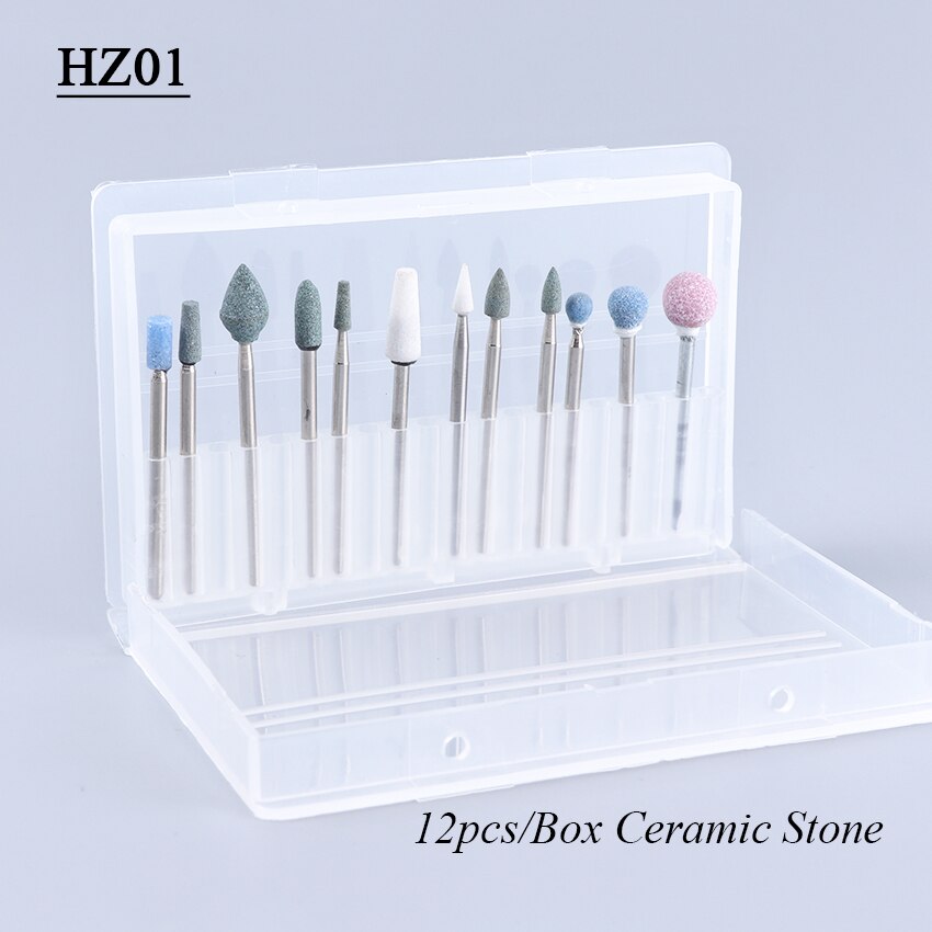 Nail Drill Bits Set Box Cuticle Elektrische Manicure Pedicure Diamant Keramische Borstel Bestand Freesmachine Accessoires Tool TRHZ01-04