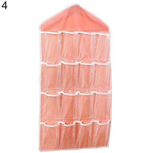 16 Cellen Kast Opknoping Zak Sokken Ondergoed Rek Hanger Opslag Closet Organizer Clear Zichtbaar Praktische Kleding Organizer: Pink