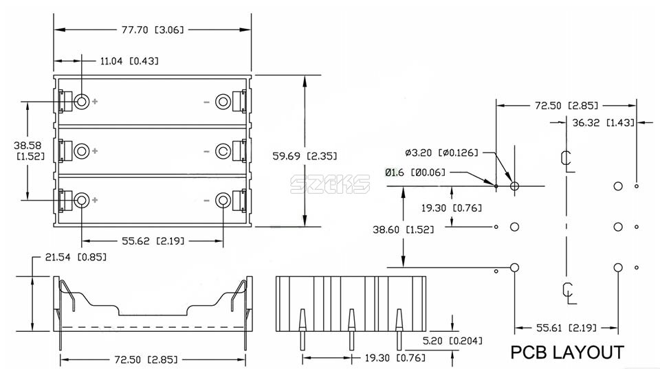 18650 Batterij Houder Case Diy Lithium Batterij Doos Batterij Houder Met Pin Voor 3*18650 (3.7-11.1 v)