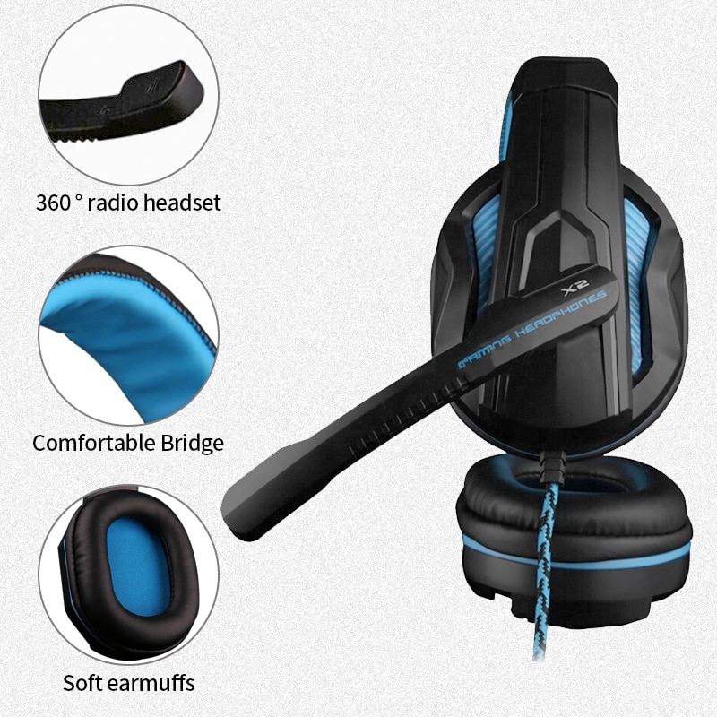 Ps4 gaming headsets, bekabelde headset, led-licht, gamer stereo headset, computerheadset voor  ps4 ps3 xbox heren