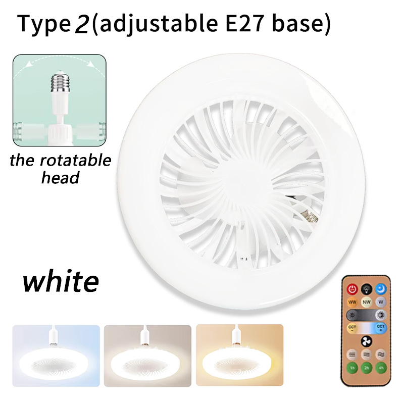 3-in-1 energiesparende Deckenventilatorlampe mit Fernbedienung, stufenlos dimmbar, E27-Sockel, unteres Geräusch, stumm, dekoratives LED-Licht, 85–265 V: Schwarz