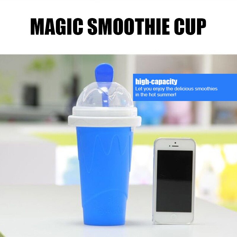 Slushie – tasse à smoothie rapide, tasse de refroidissement à double couche, à presser, fabricant de Slushy fait maison MD7: Bleu