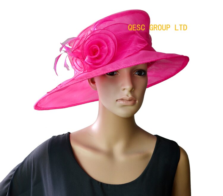 Atacado novo branco preto aba larga organza chapéus chapéu chapéu da igreja para kentucky derby, casamento chapéu feminino, corridas. frete grátis.