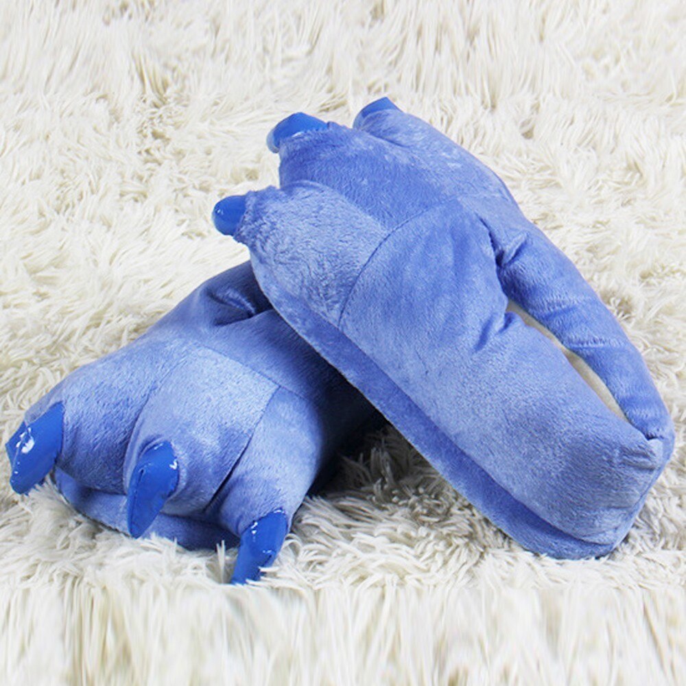 Kid Baby Girls Winter Warm Indoor Slippers Funny Animal Paw Monster Claw Shoes Soft Plush Children Shoes Warm Home Slippers: Blue 