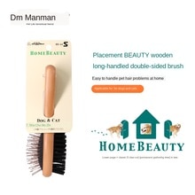 Dogman homebeauty wooden long handle double sided comb steel needle carding brush for dogs and cats