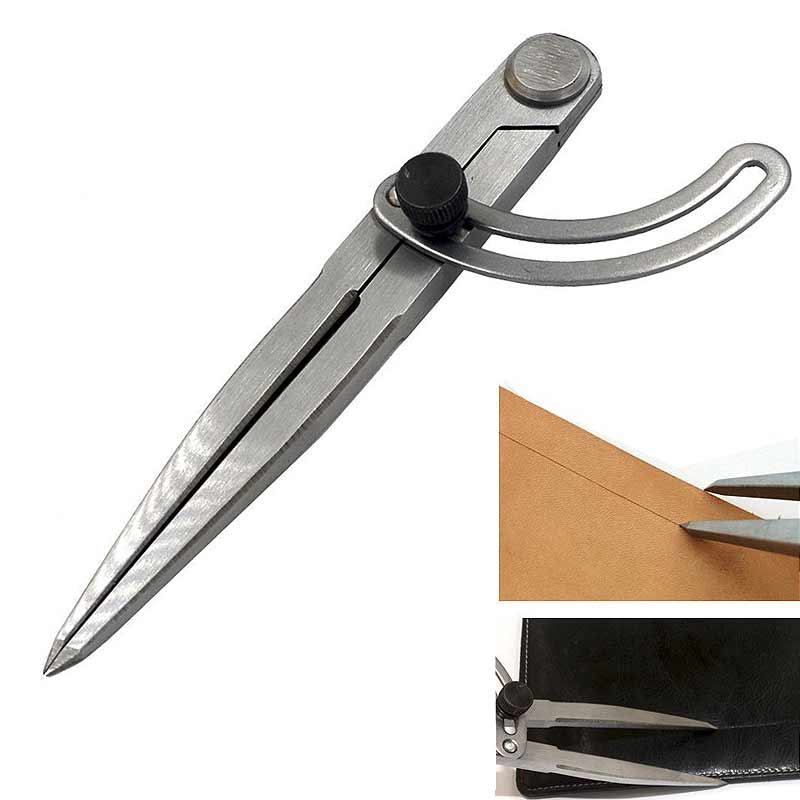 Compas d'espacement réglable, artisanat en cuir, outil rotatif, tracer bricolage bord Creaser point aile diviseur de ligne transversale compas A1