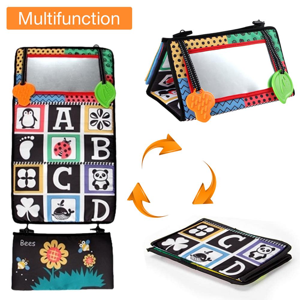 Tummy Time Floor Baby Mirror Toy High Contrast Activity Mirror Toddler Teether Toy Activity Developmental Black And White Toys