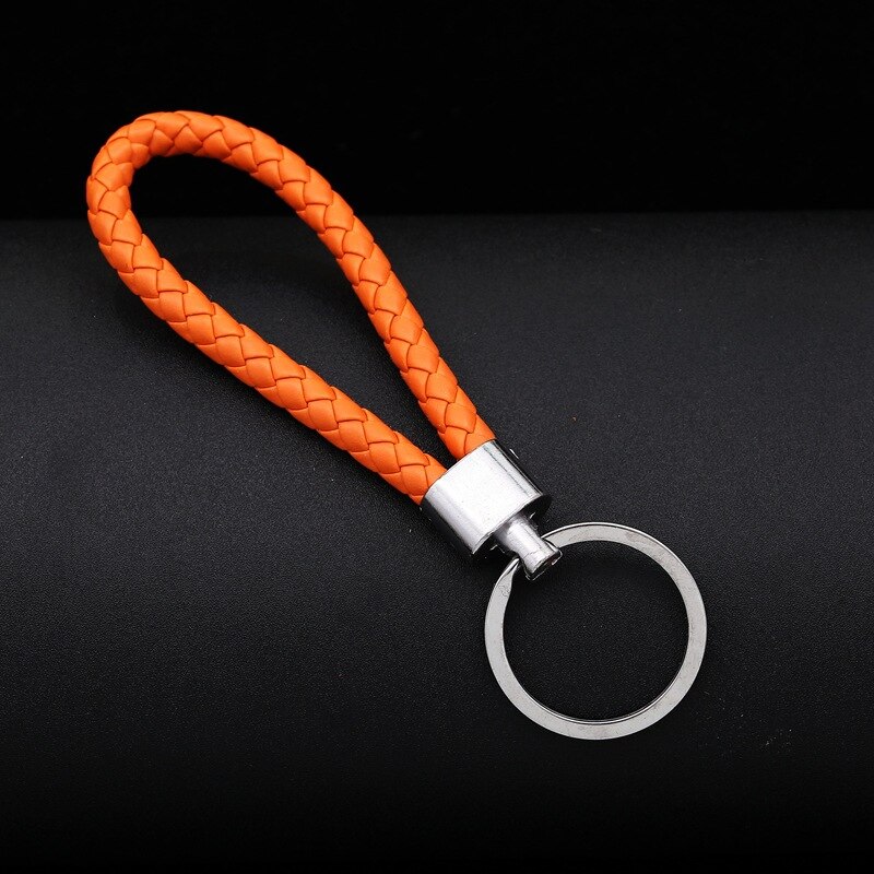 100pcs/lot Woven Leather Rope car key chain Keyring Pendant Rope Keychain: Orange