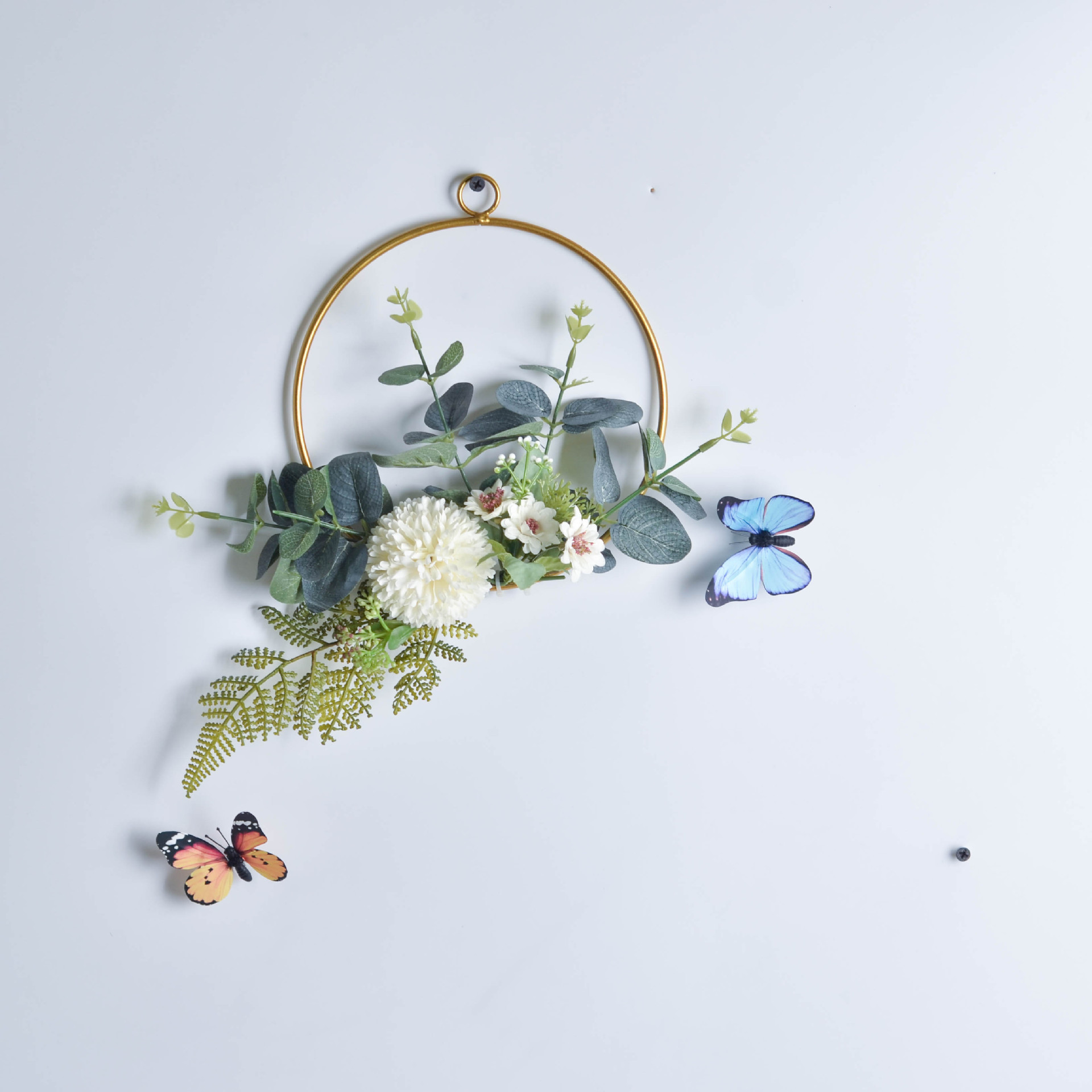 Cilected Floral Hoop Wreath Geometric Wire Round Triangle Square Hoop Frame Of Artificial Flower For Wedding Backdrop Wall Decor: A081R15