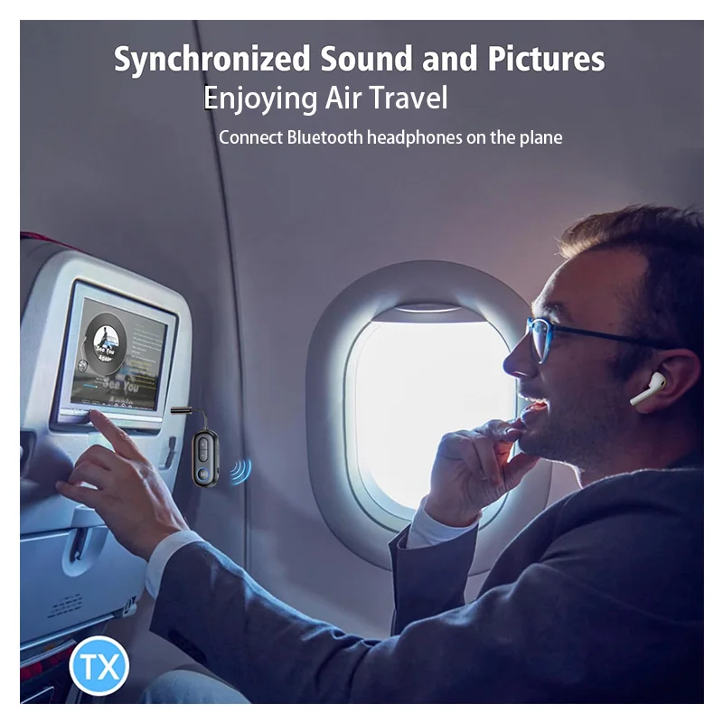 Bluetooth 5.3 Receiver Transmitter 3.5mm AUX Jack Airplane USB Dongle Wireless Audio Adapter for TV PC Headphone Car kit Speaker