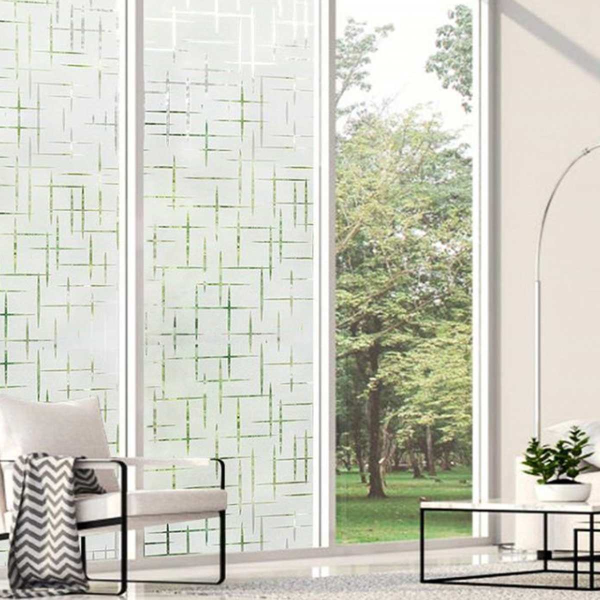 45 x 100cm/90 x 100cm 3d raam privacyfolie kleefvrije elektrostatische glasfolie geluidsreductie anti-uv glasfolie decor: 45 x 100 kruispatroon