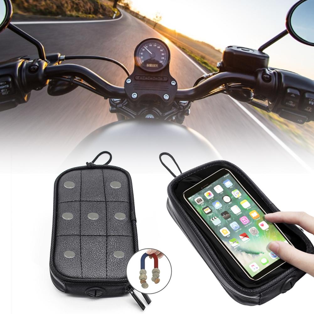 Motorcykel brændstoftank taske til mobiltelefon magnetisk brændstoftank gennemsigtig taske oliepose med 7 stk stærke magneter