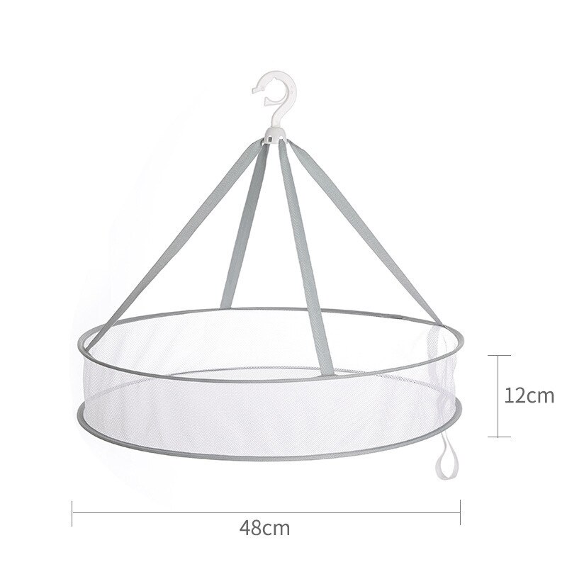 3-Layer Clothes Drying Net Collapsible Windproof Clothes Basket Polyester Breathable Dry Socks Drying Rack Laundry Bag: B-48cm 1 layer