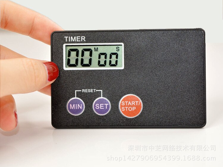 Kort timer kjøkken ultratynn timer negativ nedtelling med magnet 9 9 minutter 59 sekunder timing engelsk: Svart