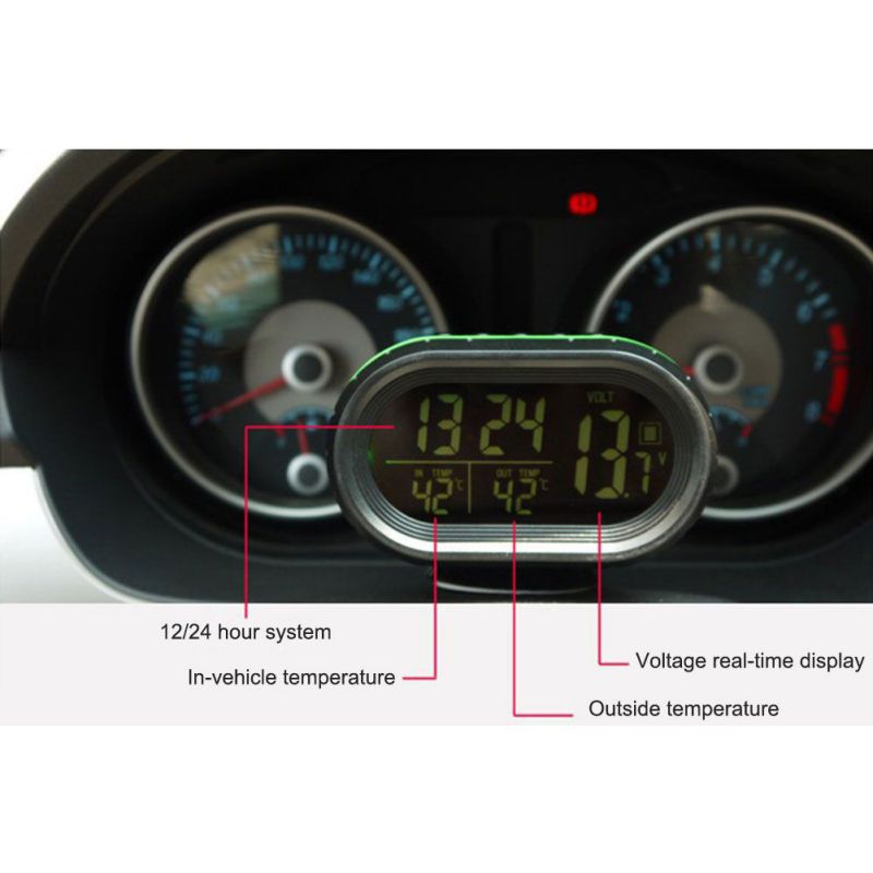 Auto Klok Auto Elektronische Klok Auto Thermometer Lichtgevende Klok Multifunctionele Auto Temperatuur Klok Voltmeter
