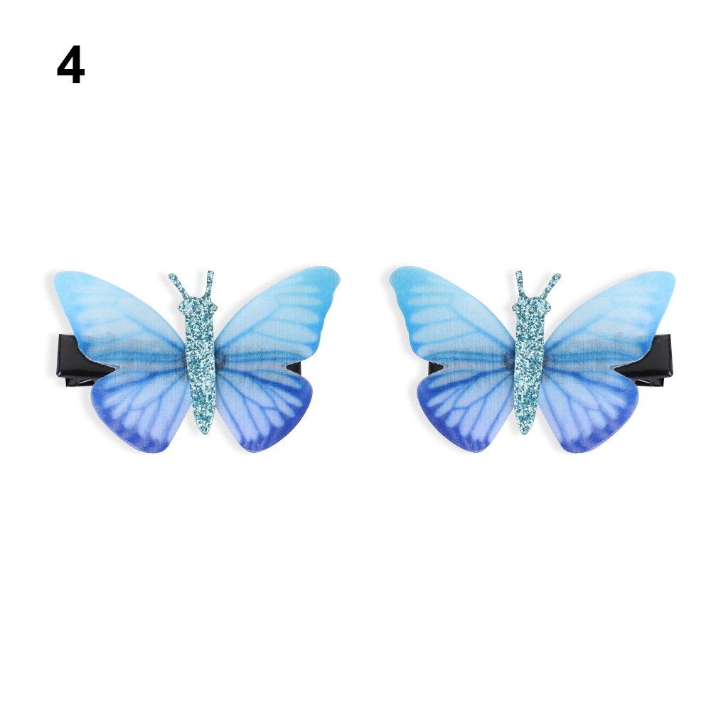 2 pièces belle strass papillon pince à cheveux Double couches Tulle épingle à cheveux accessoires de coiffure outils pour les femmes fille: 4