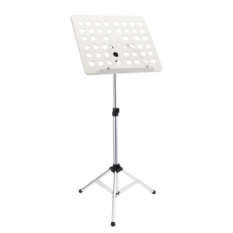 Flanger Folding Lightweight Music Stand ABS Sheet Aluminum Alloy Tripod Stand Holder Height Adjustable with Carrying Cotton Bag: white