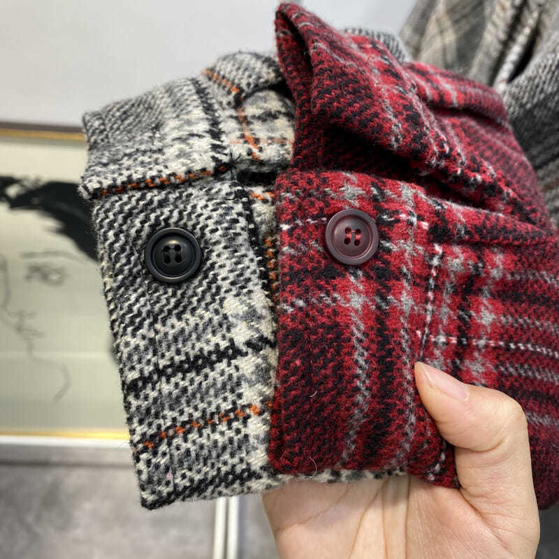 E-baihui streetwear løs rutete skjorte jakke dame casual høst kvinner kåpe kvinne skjorte knapper lommer tweed korte kåper