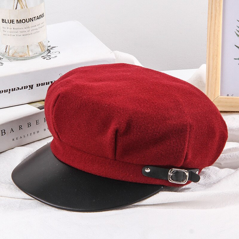 Nowy jesień zima kapelusze dla kobiet w jednolitym kolorze gładka ośmioboczna czapka gazeciarza panie moda retro kapelusz zima beret kobiety solidna kolorowa czapka: 02