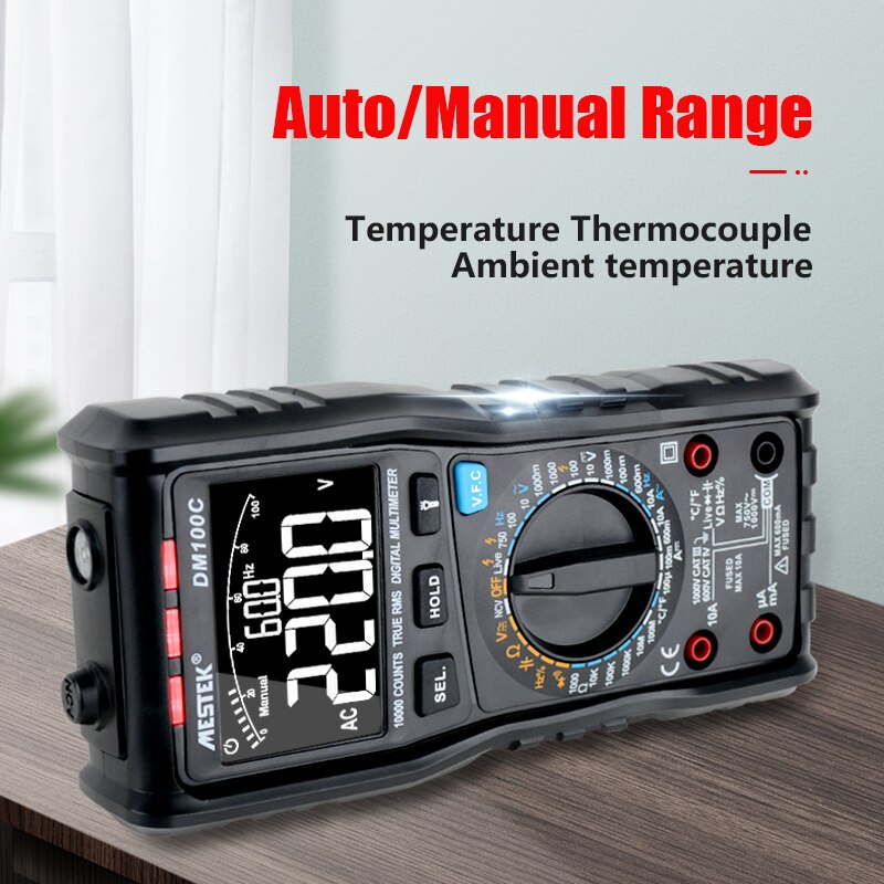 MESTEK DM100 Digital Multimeter High Speed Smart Double Core T-rms NCV Temperature multimetro Anti-burn Fuse Alarm multimeters