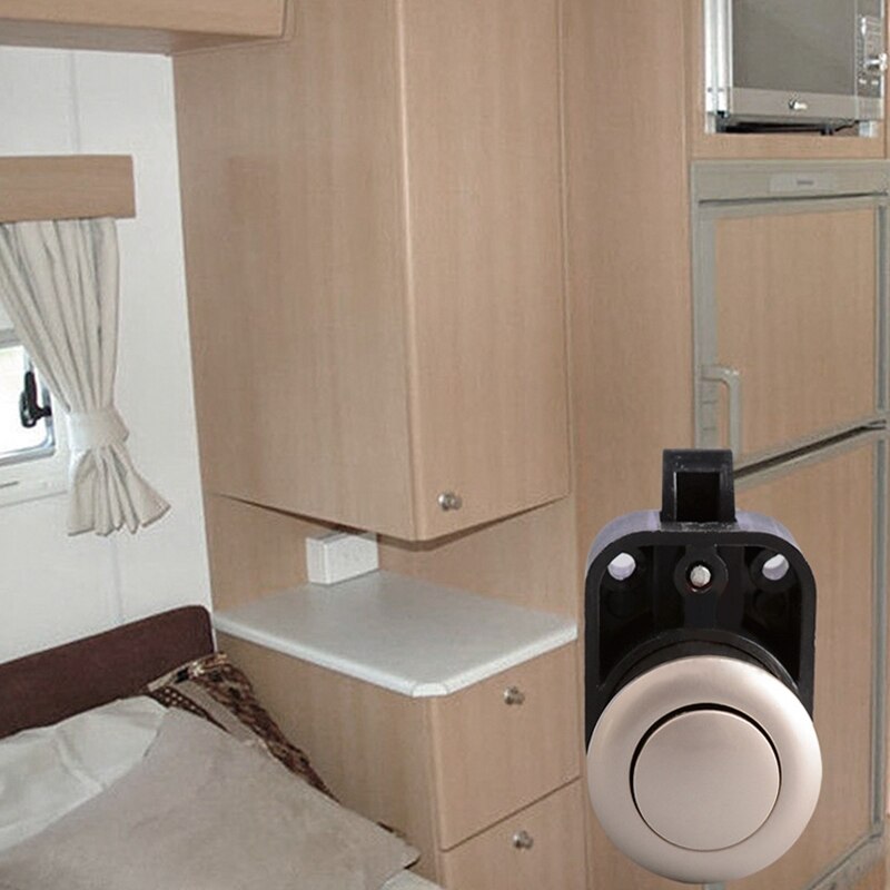 Furniture Hardware Mini Push Lock Button Catch Lock Cupboard Door Knob Camper Caravan RV Cabinet Drawer Push Latch