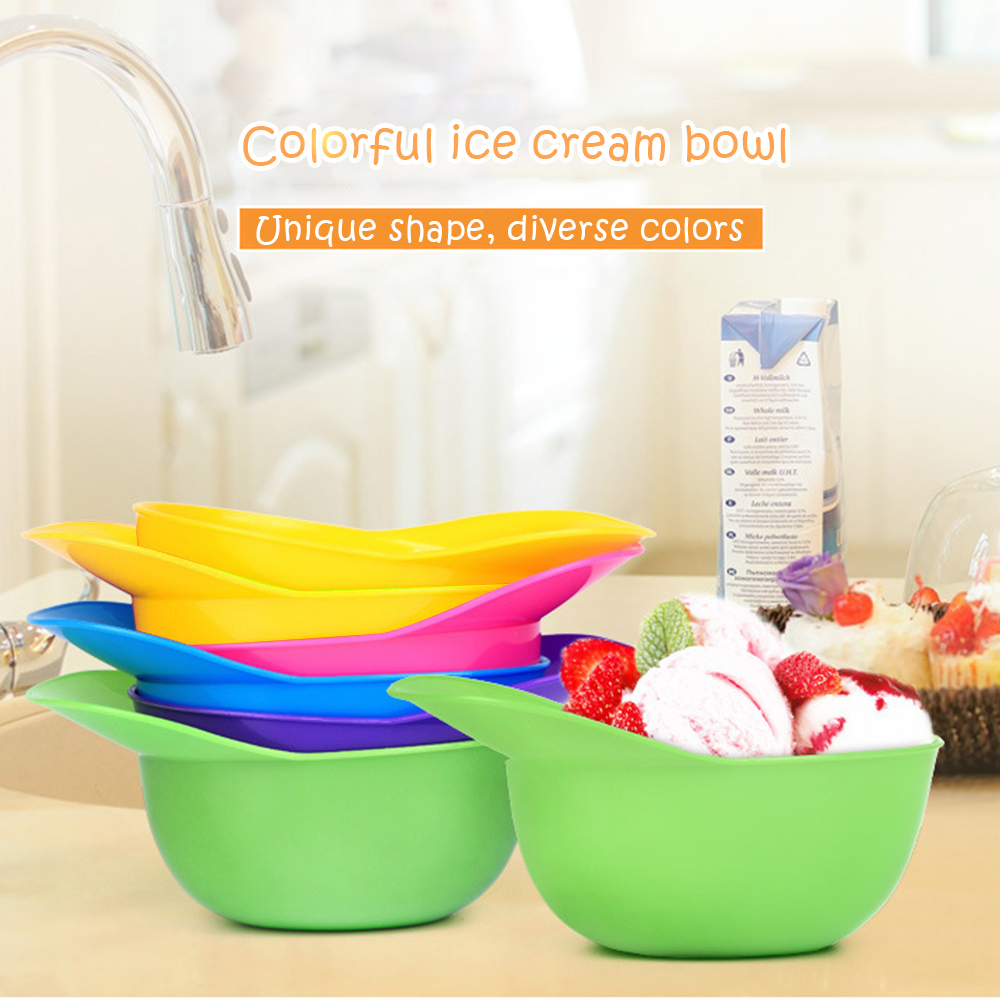 Plastic Ice Cream Bowl Spoon Set Durable Ice Cream CUP Couples Tubs Lovely Dessert Bowl Cute Kitchen Accessories