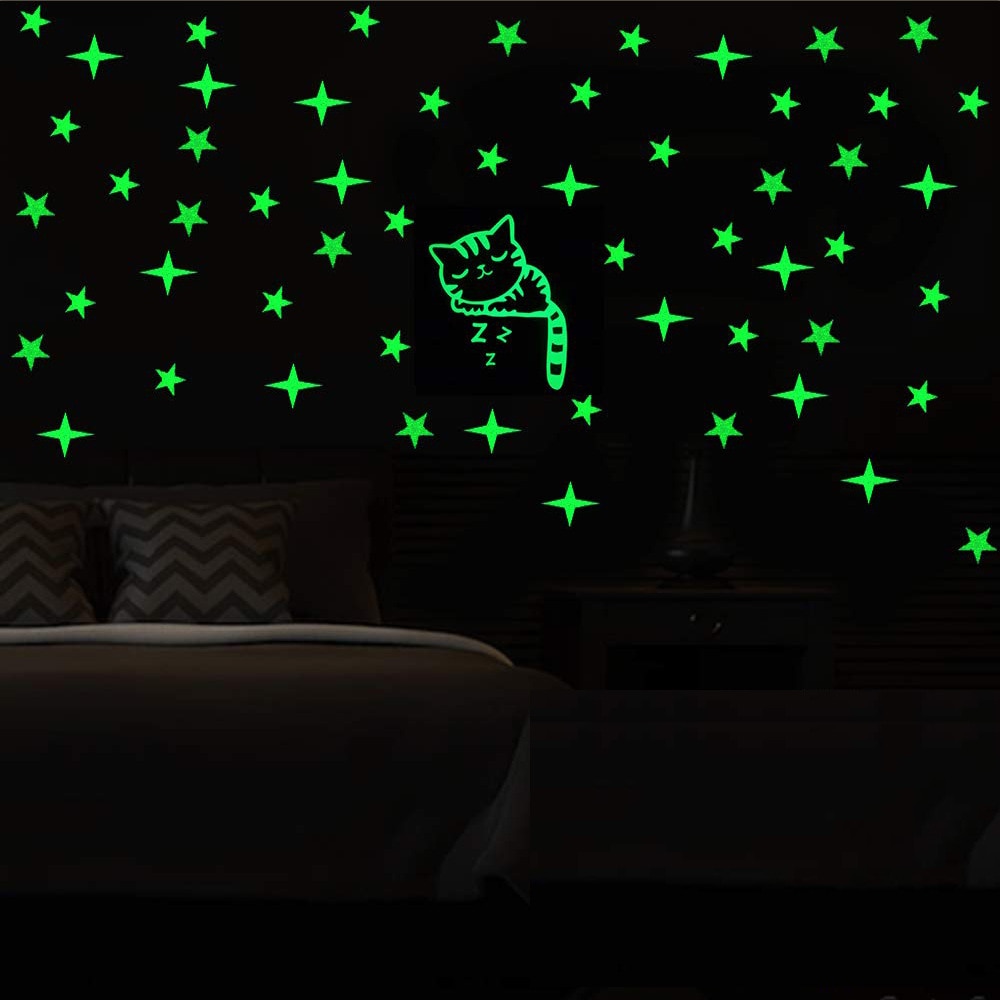 1set Glow In The Dark Speelgoed Tl Stars Muursticker Home Room Decor Kat Fee Ster Sticker Speelgoed