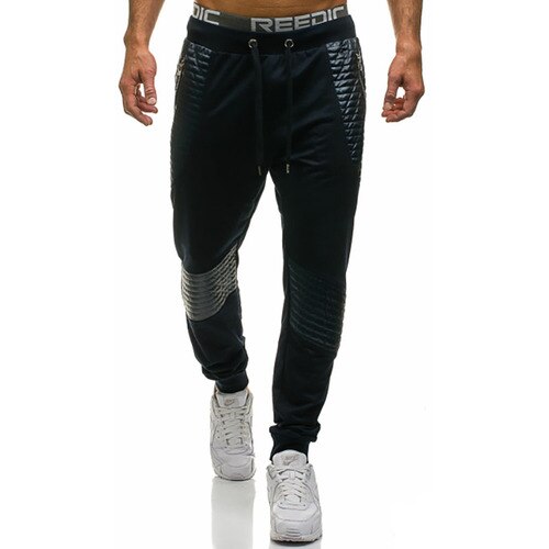 Pantalones de chándal para hombre de cuero estiloso pantalones Pantalones largos: XL / Navy