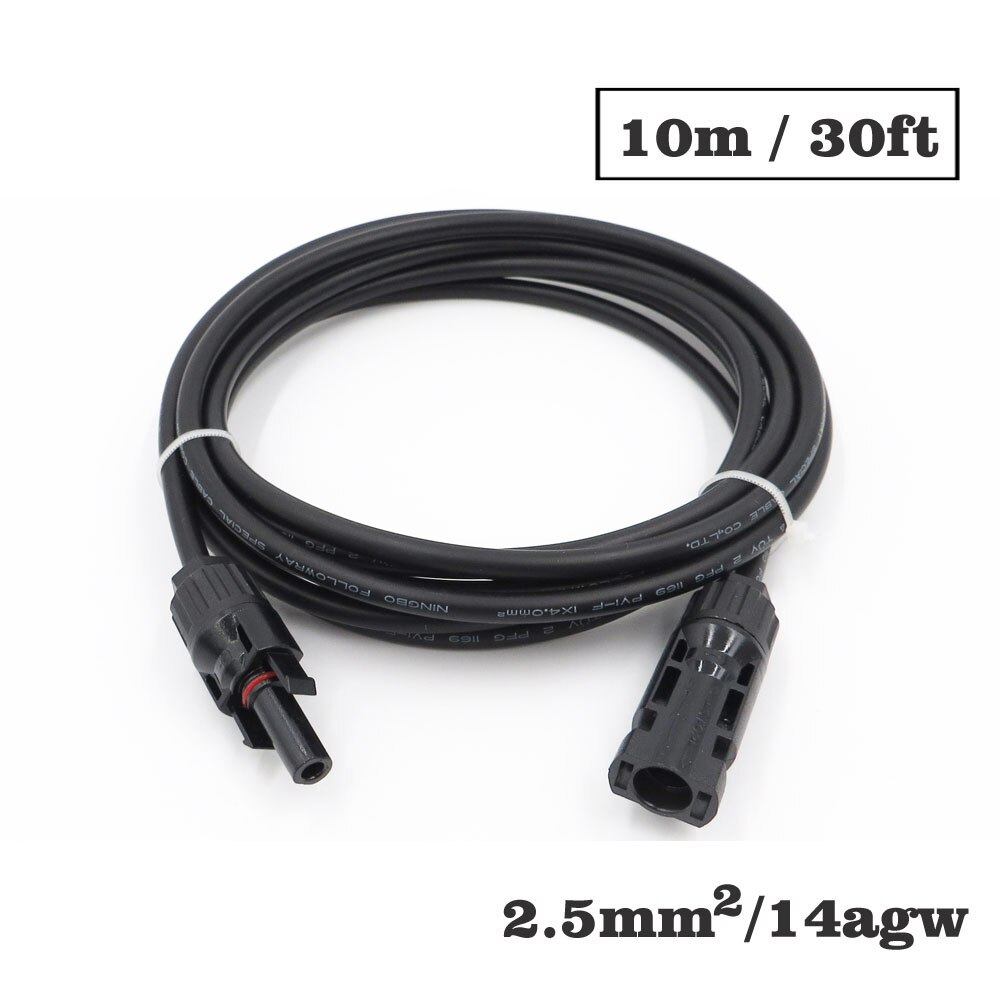 1 Pc X 2.5mm2 14AWG 3ft 6ft 9ft 15ft 30ft Pv Connector Extension Verbinding Tak Zwarte Parallelle Serie Verleng Kabel: 30ft