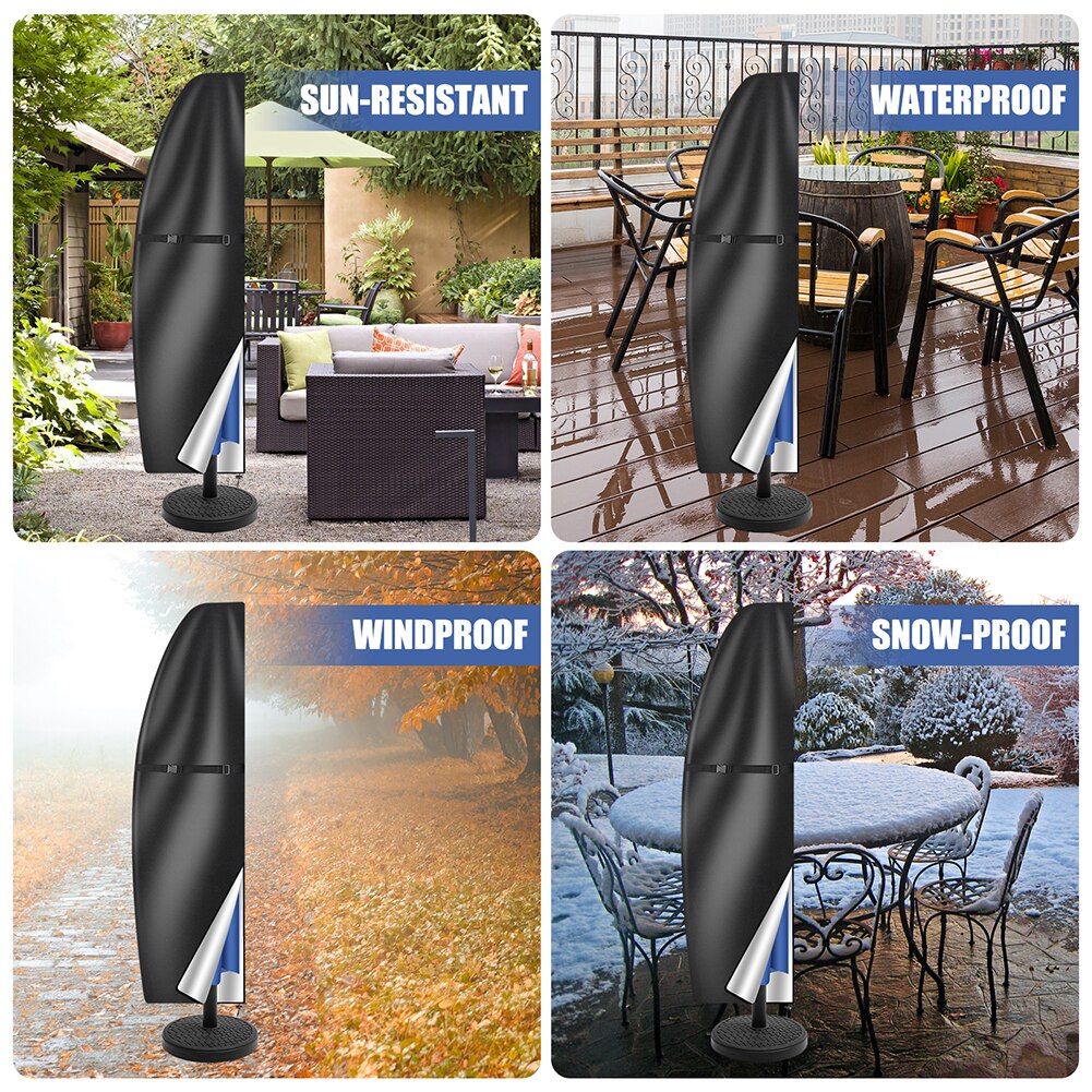Patio Umbrella Cover Waterproof Umbrella Protective Cloth for 170-280CM Outdoor Umbrellas Market Parasol Covers with Push Rod