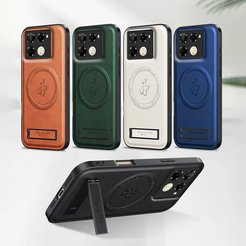 Leather Stand Case for Infinix Note 50 Pro Note50 40 50 40i Magnetic Cover Magsafe Wireless Charging Shockproof Camera Shell
