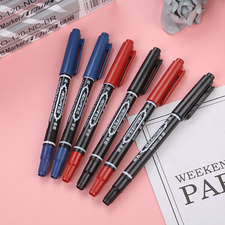 10 Pcs Waterbasis Markeerstift Creatieve Kantoor Accessoires Schilderen Haak Lijn Markering Pen Drie Kleuren Briefpapier Voor School