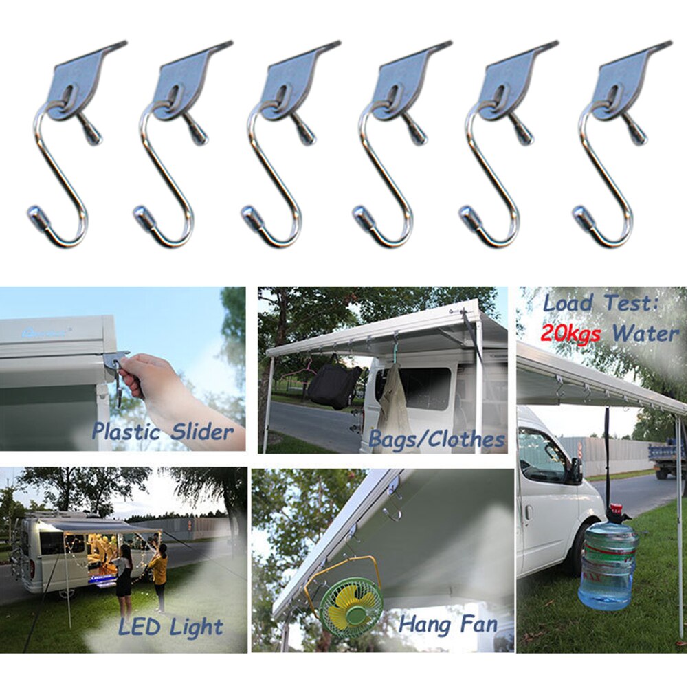 Ganchos de suspensión para toldo de caravana, ganchos para toldo de exterior, toldo de autoconducción para autocaravana, gancho de cobertizo modificado para remolque, 6 uds.