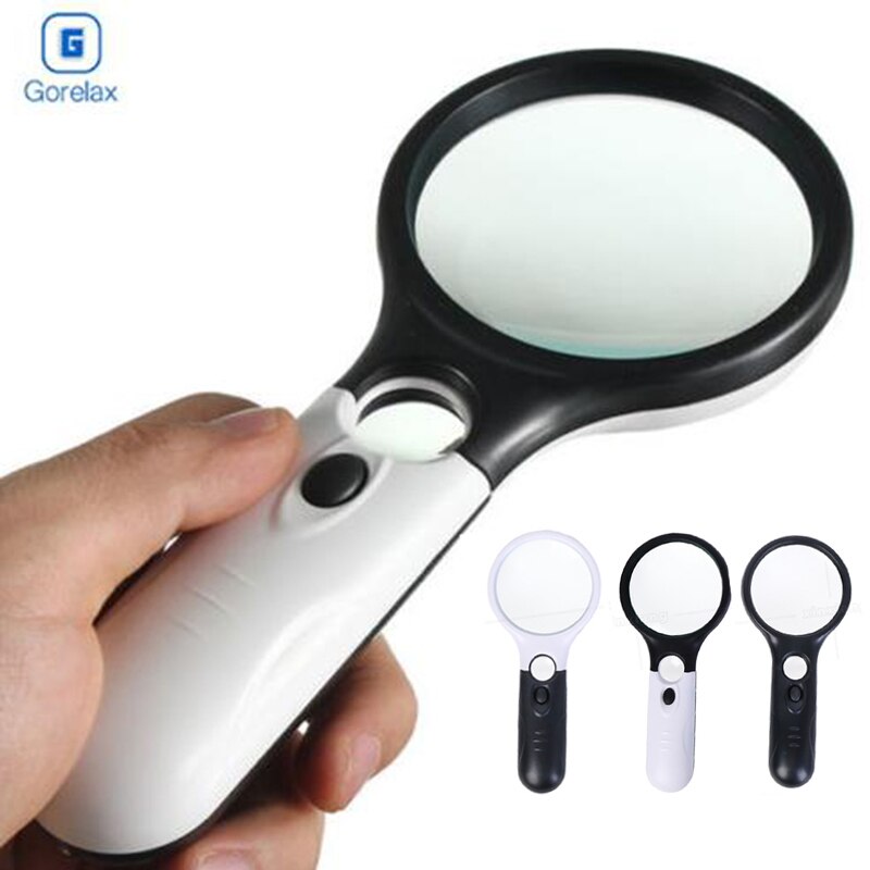 Handheld Illuminated Magnifier 3X 45X Microscope Magnifying Glass Aid Reading for Seniors Loupe Jewelry Repair Tool With 3 LED