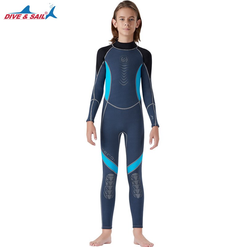 teenage wetsuit 2.5mm neoprene boys girls diving suit keep warm wet suit for cold water full suit for swimming: F169501Y Grey boy / XXL