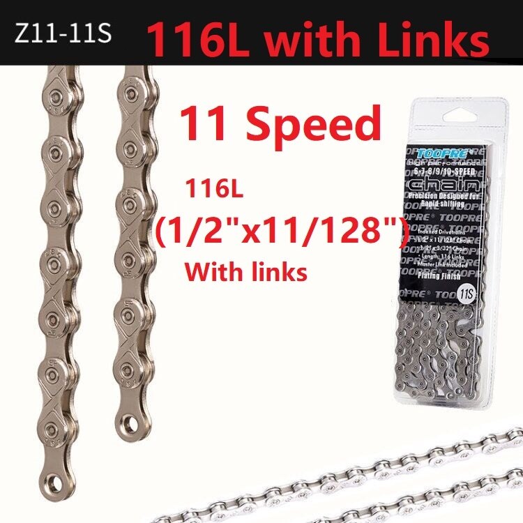 Bicycle Chain 6/7/8/9/10/11 Speed 116 Links MTB Mountain Bike Road Folding Bike Chain Fixed Gear Bicycle Single Speed Chain 114L: 11 Speed