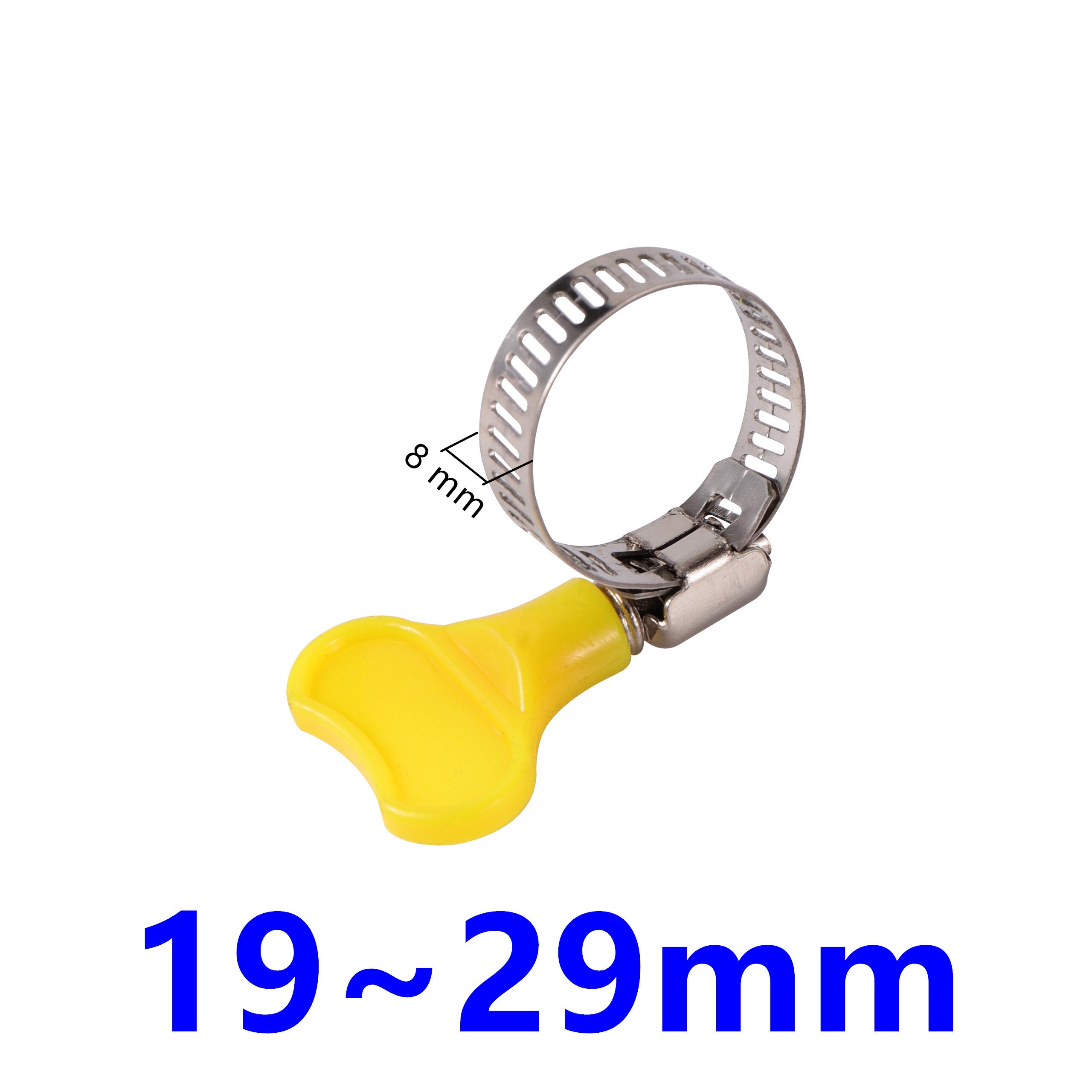 2Pcs Adjustable Stainless Steel Plastic Butterfly Handle 8~38mm Diameter Pipe Worm Drive Clamp Hose Tube Fastening Flexible Clip: 19-29mm