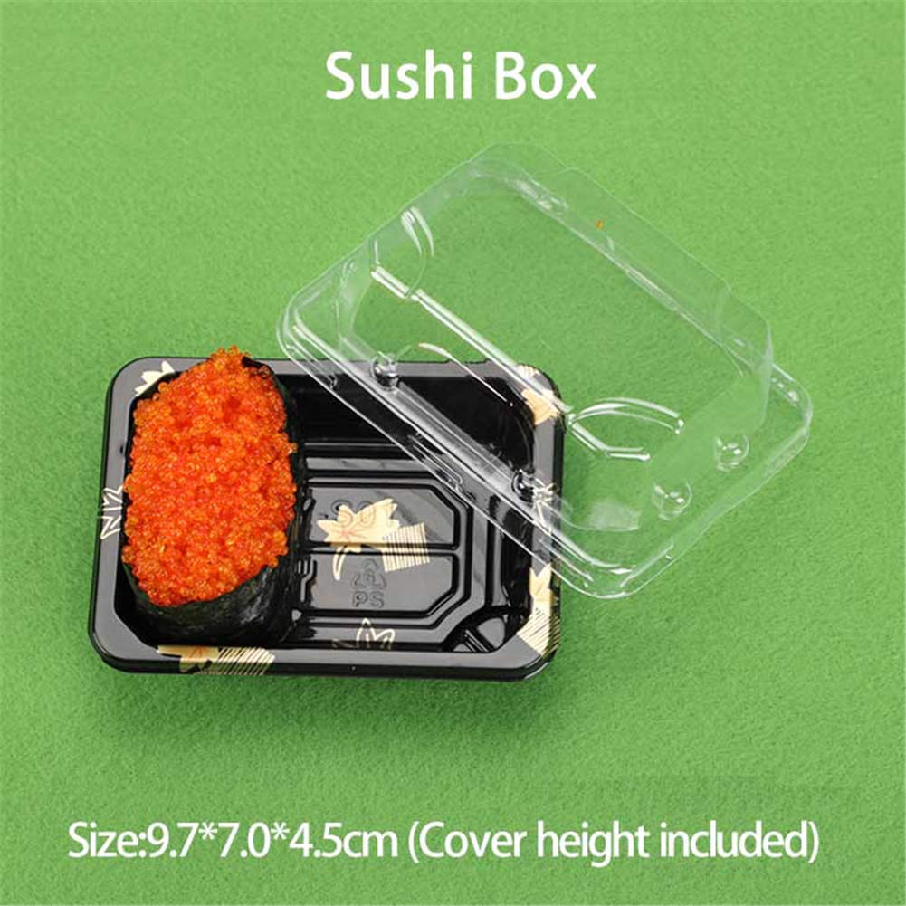 Pure Black Sushi Packaging Box Sashimi Salmon Takeaway Packed Boxes