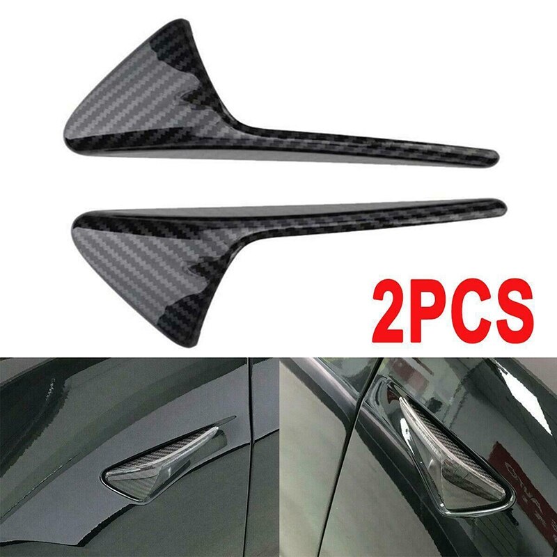 Cubierta protectora lateral de fibra de carbono mate para cámara Tesla modelo 3 Y X S, 2 uds.