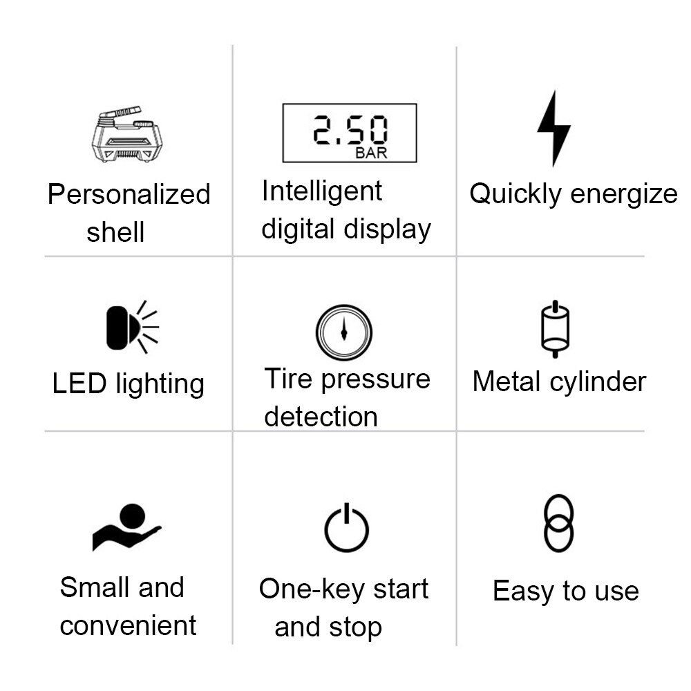 Portable Air Compressor Bright Emergency Flashlight Tire Inflator Auto Tire Pump With Digital Pressure Gauge 150 Psi 12V DC 2022