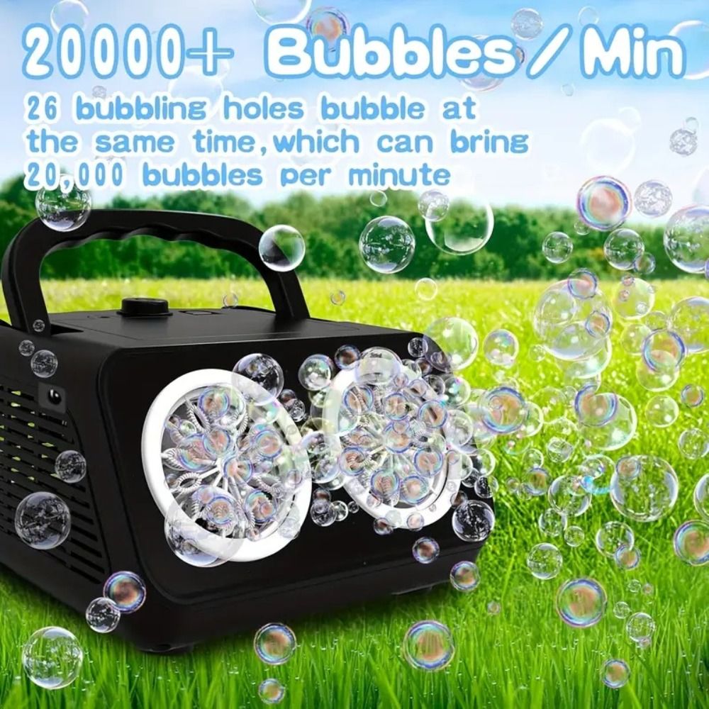 Fully Automatic Automatic Bubble Machine With 2 Fans 26 Holes Electric Bubble Blower Toys Handheld Multi Hole